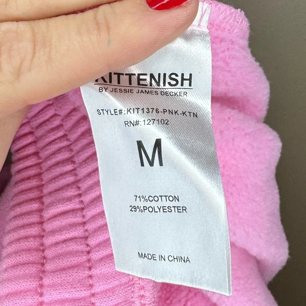 Kittenish Pink Lounge Set Cropped Zip Hoodie &‎ Shorts S/M